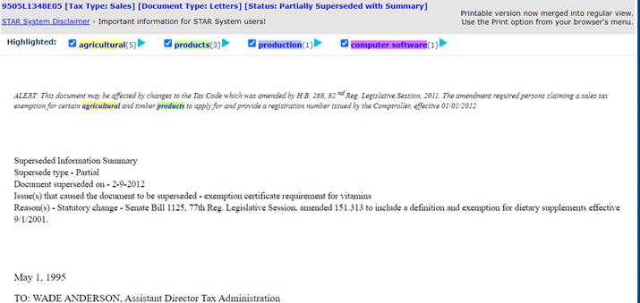STAR: State Automated Tax Research for the State of Texas